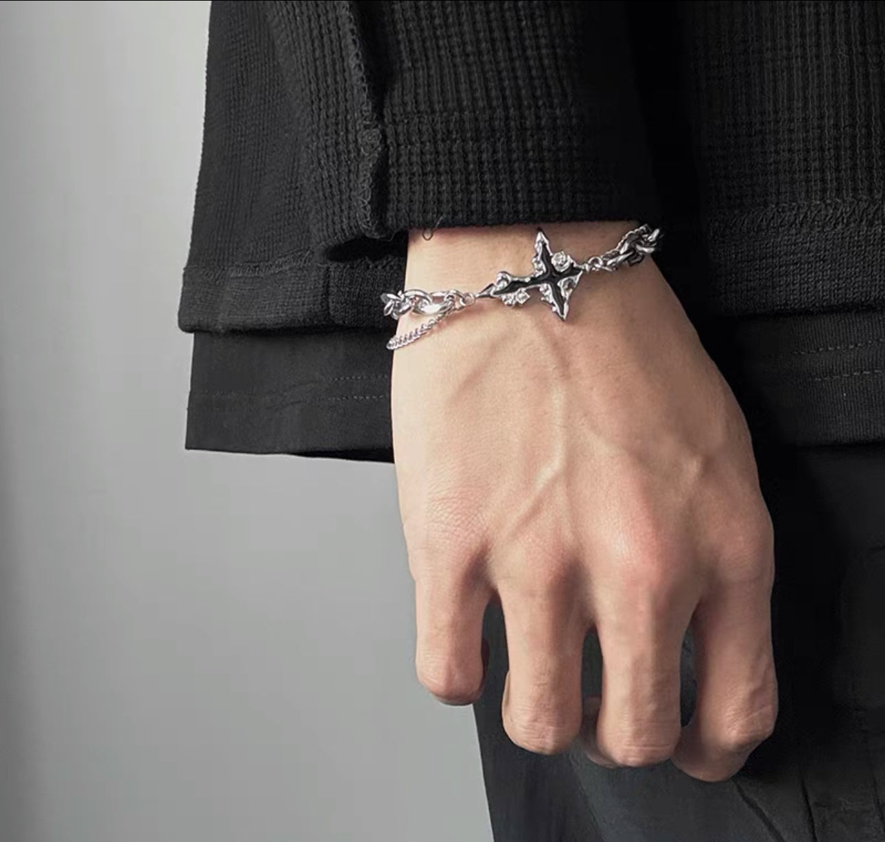 Silver Cross Chain Bracelet