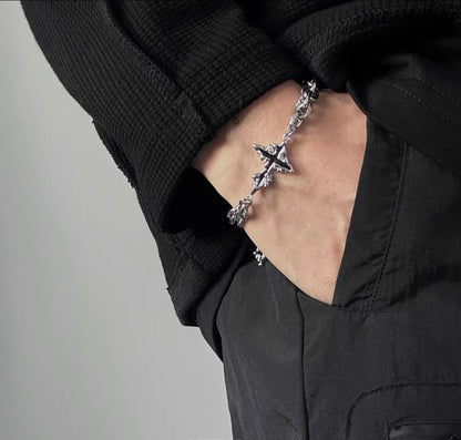 Silver Cross Chain Bracelet