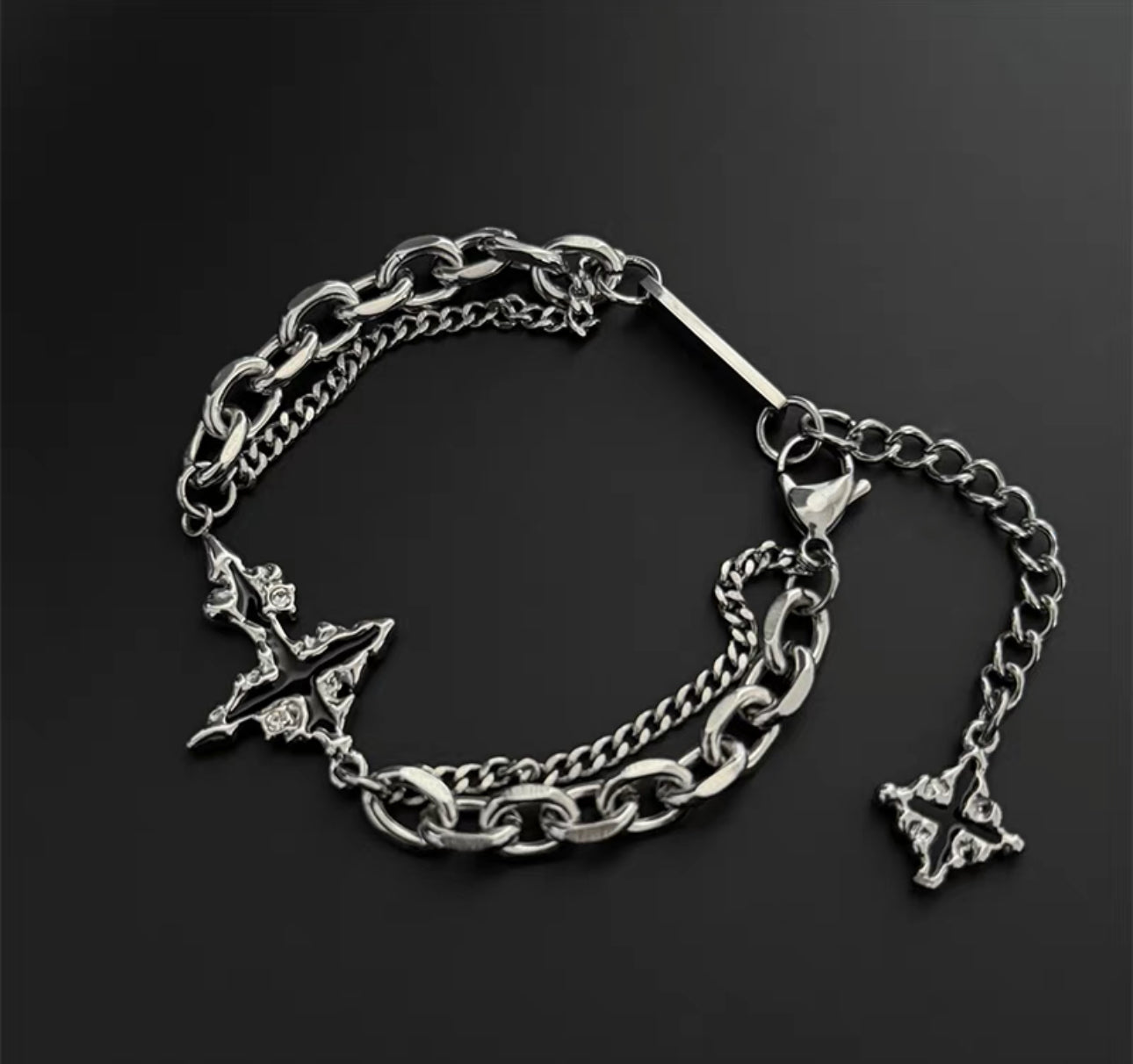 Silver Cross Chain Bracelet