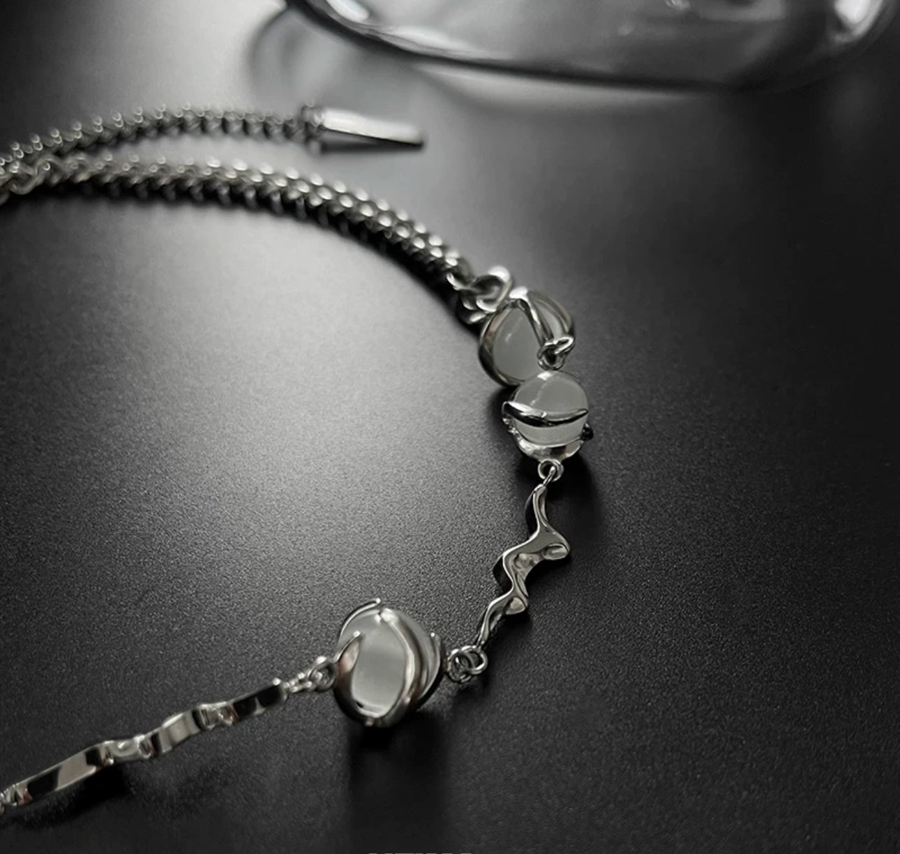 Silver Wave Link Necklace