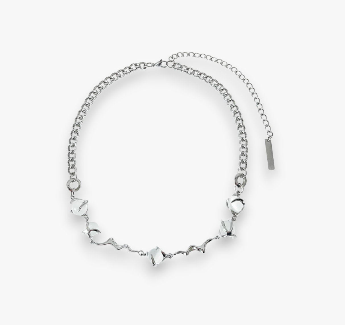 Silver Wave Link Necklace