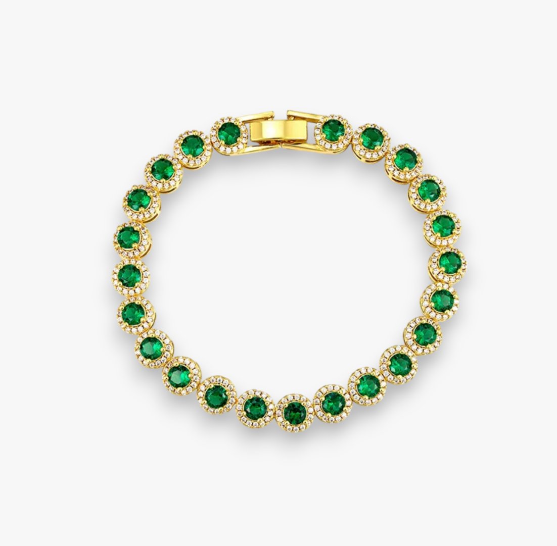 Vintage Gold Green Gem Tennis Bracelet