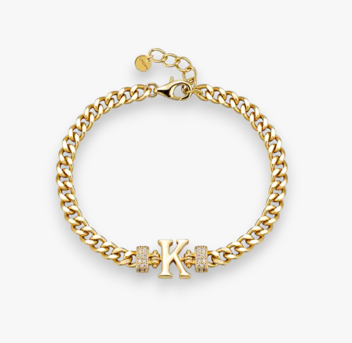 K Initial Gold Chain Bracelet